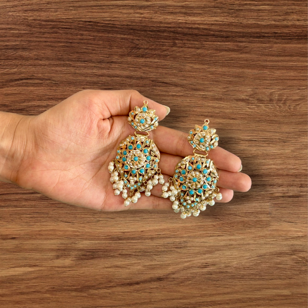 Jadau Danglers in Gold Finish