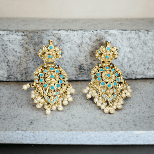 Jadau Danglers in Gold Finish