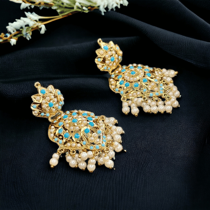 Jadau Danglers in Gold Finish