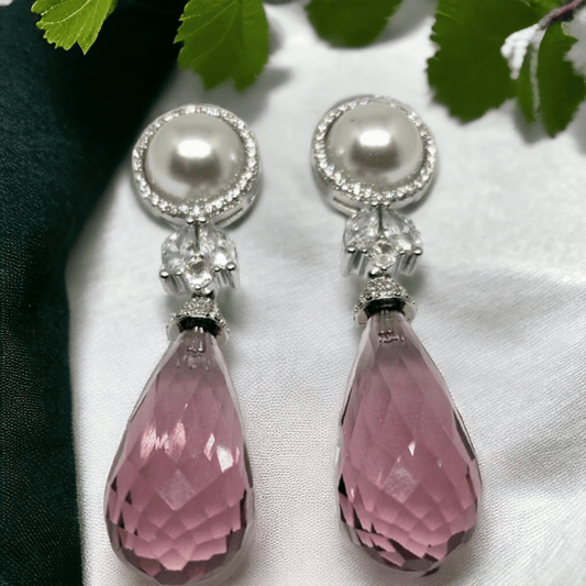 Lilac Pearl & Swarovski Earrings - Juwelen