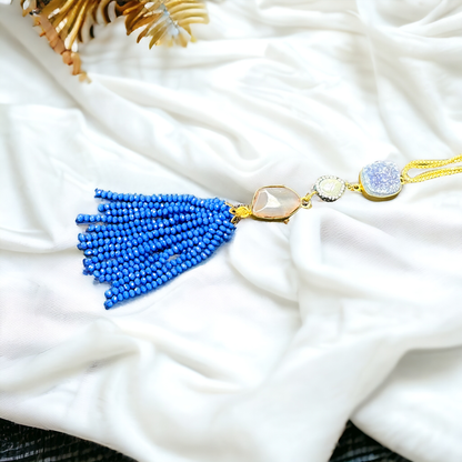 Gold Finished String with blue stones and hangings