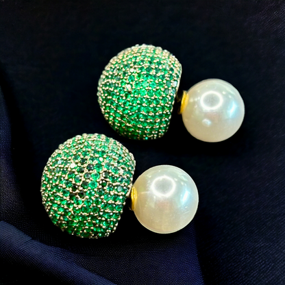 Green Zircon & Pearl push-button studs