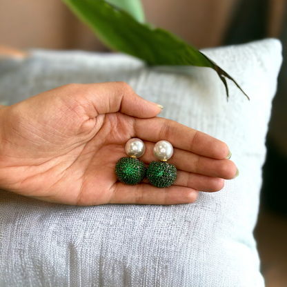 Green Zircon & Pearl push-button studs