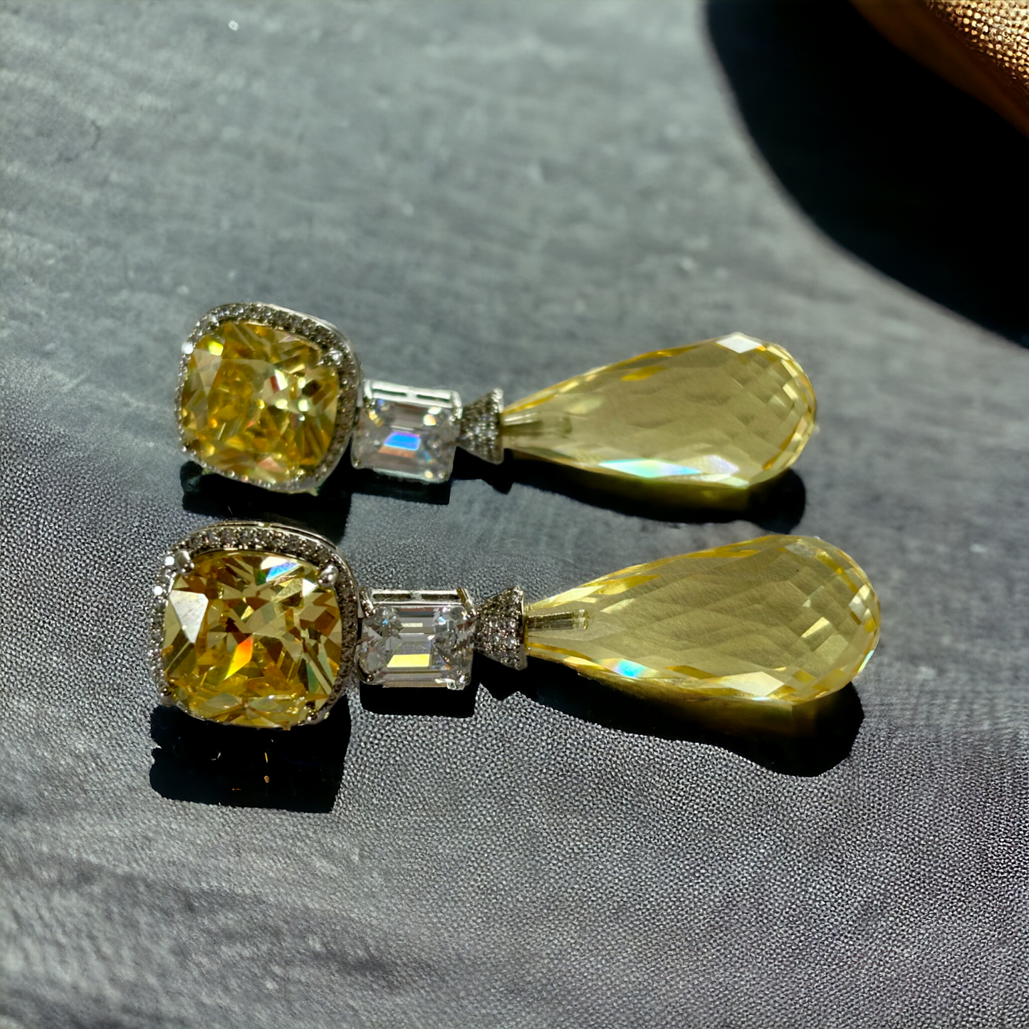 Citrine Swarovski & Diamond Danglers