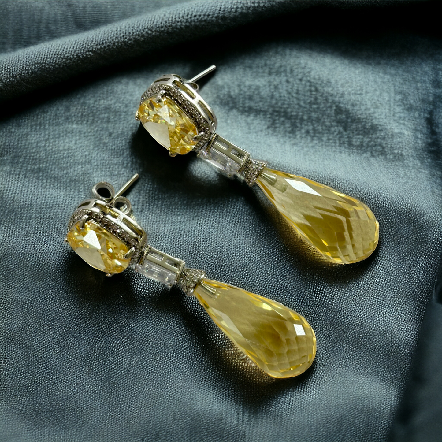 Citrine Swarovski & Diamond Danglers