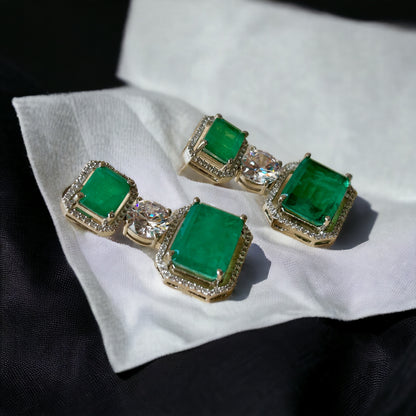 Emerald Green Doublets with Diamonds - Juwelen