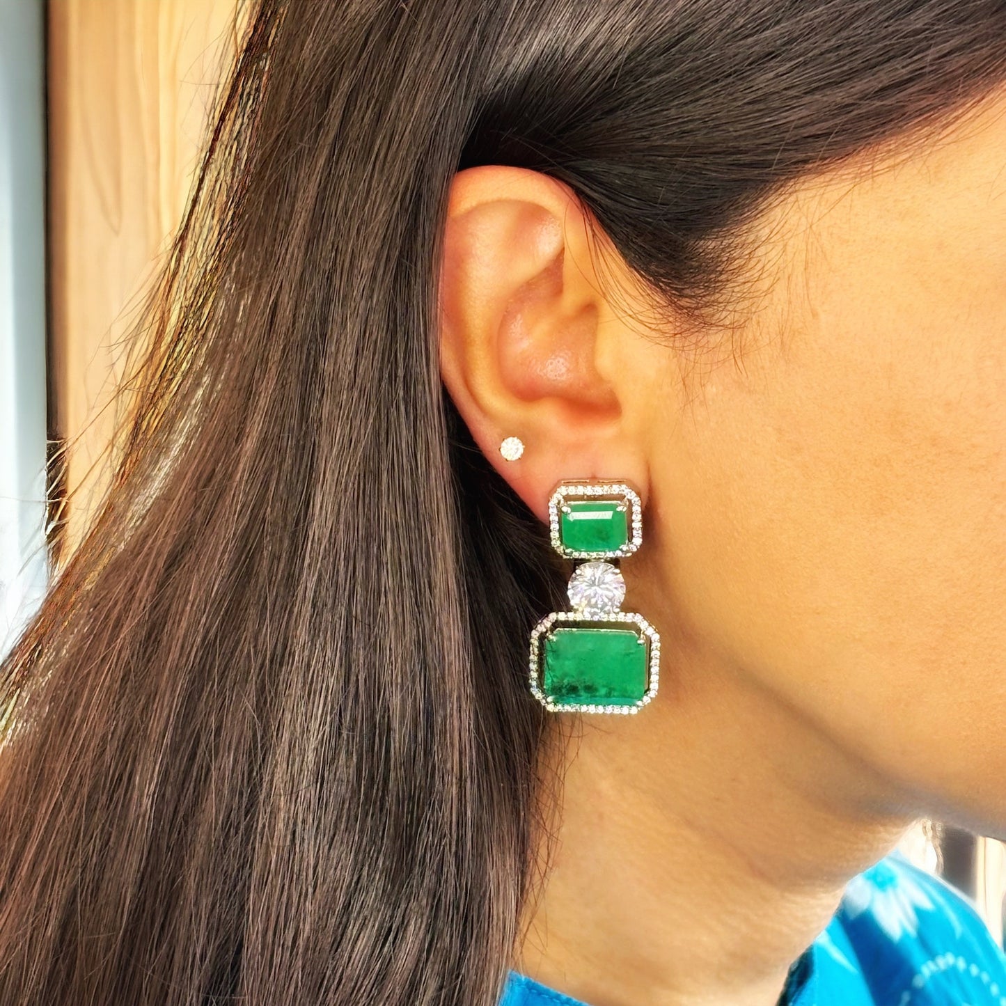 Emerald Green Doublets with Diamonds - Juwelen