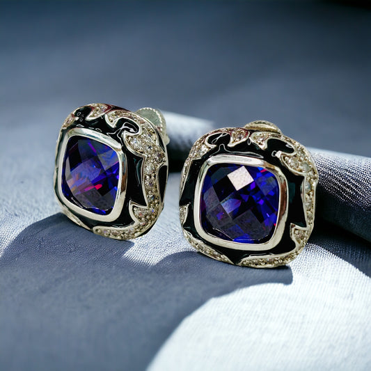 Purple Enamel Studs - Juwelen