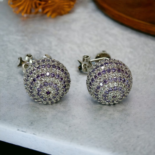 Lilac and Silver Zircon Balls - Juwelen