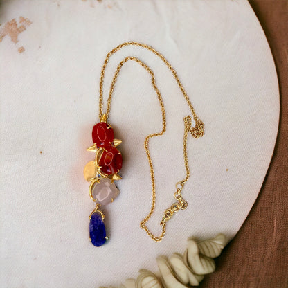 Gold String with Tri Coloured Stones