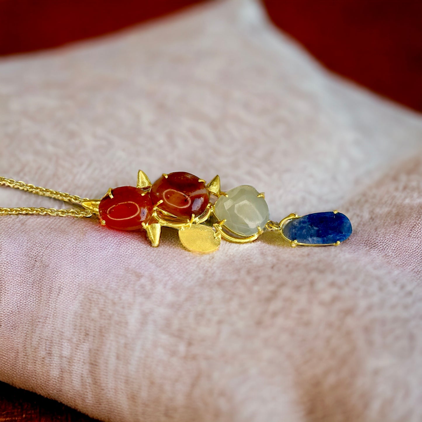 Gold String with Tri Coloured Stones