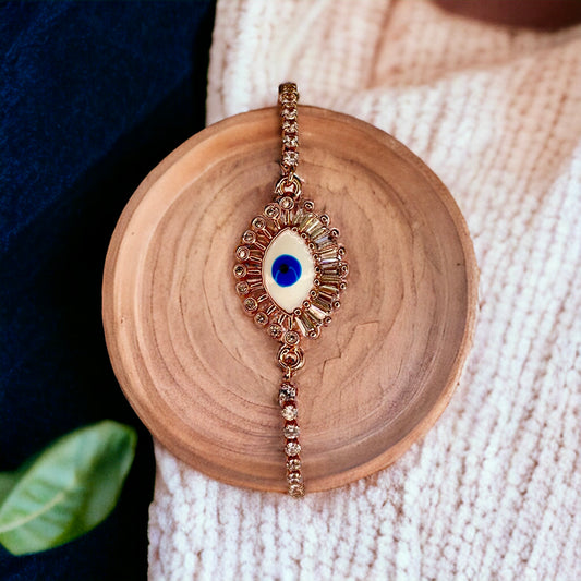 Rose gold evil eye bracelet