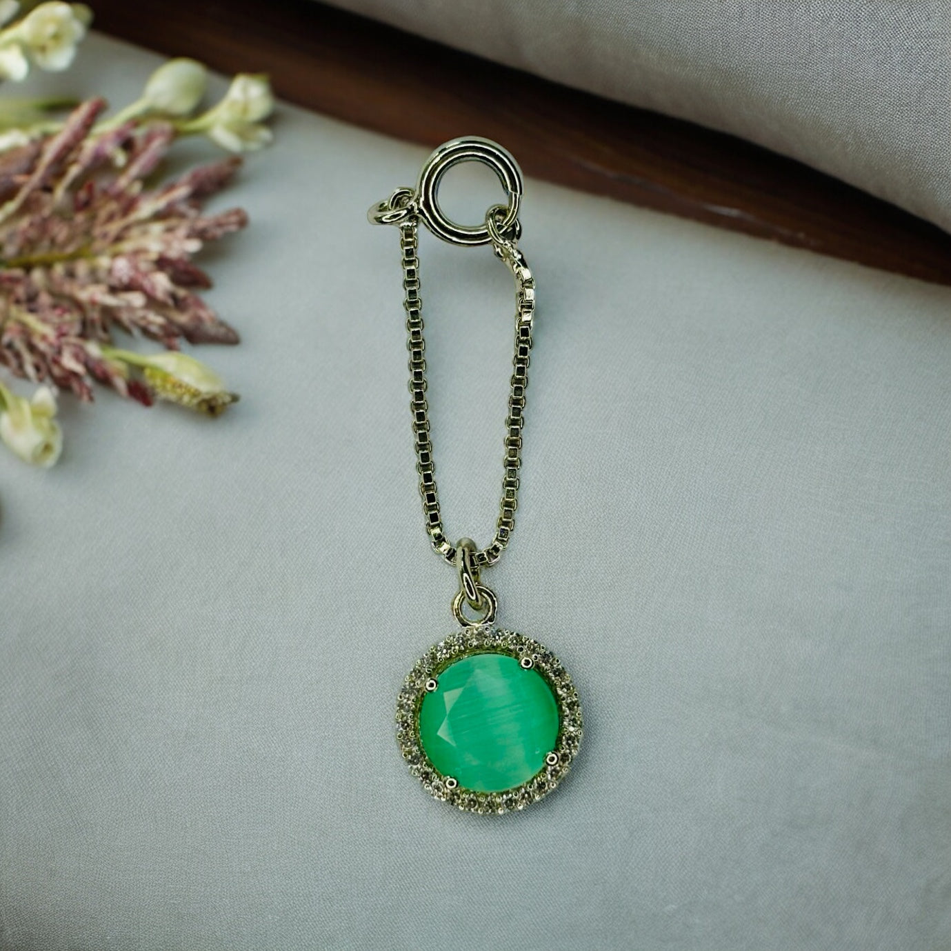 Pastel Green Watch Charm with Silver Finish