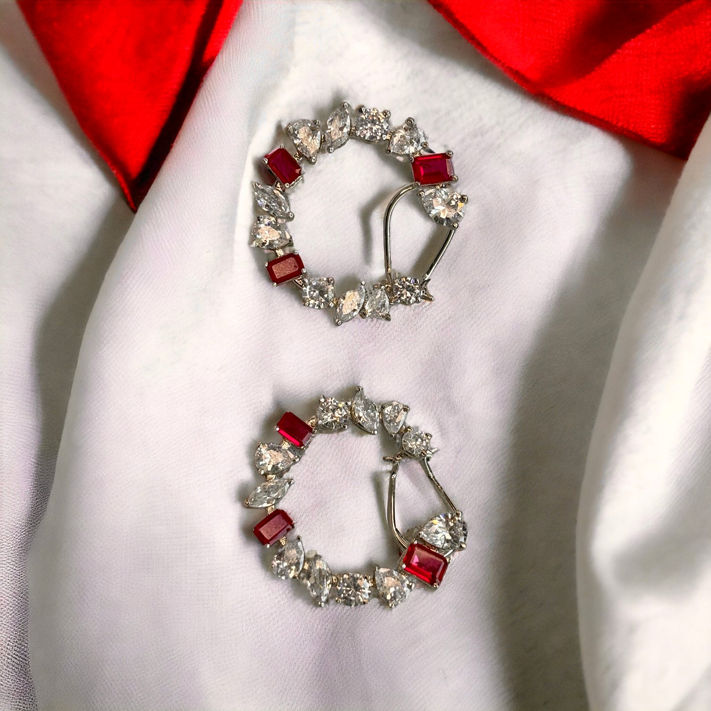 Diamond & Ruby Circular Earrings