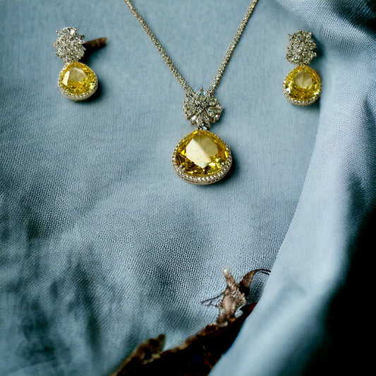 Diamond Set with Citrine Stones