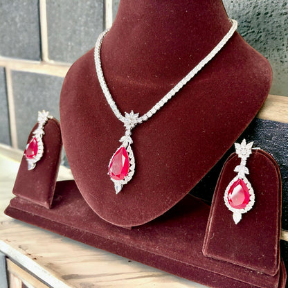 Diamond Set with Red Ruby Stones