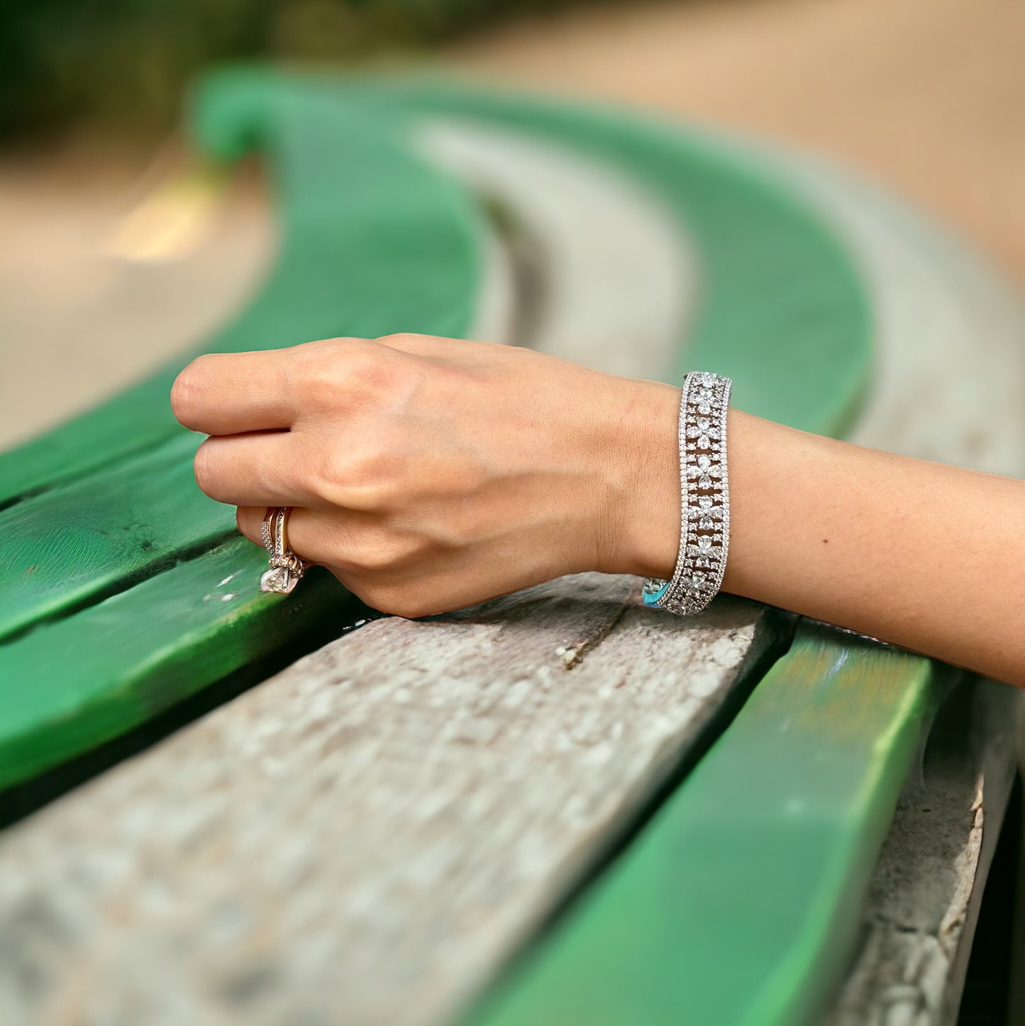 Diamond Bracelet in Silver Finish