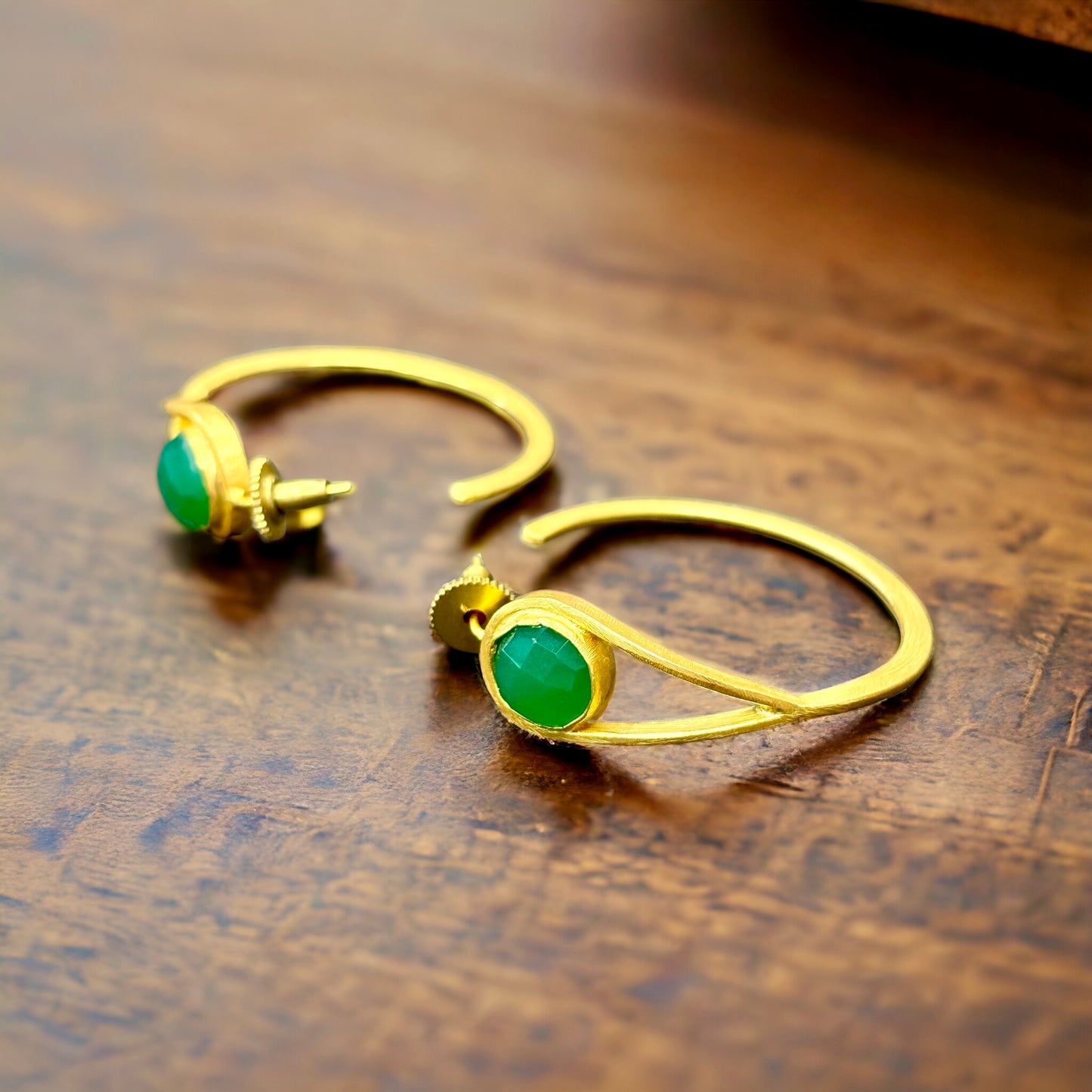 Gold-Plated Hoops with Pink Stones