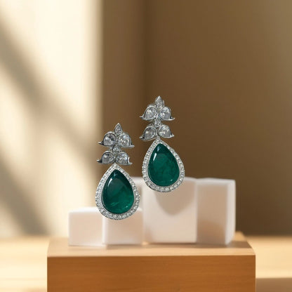 Diamond Earrings With Emeralds