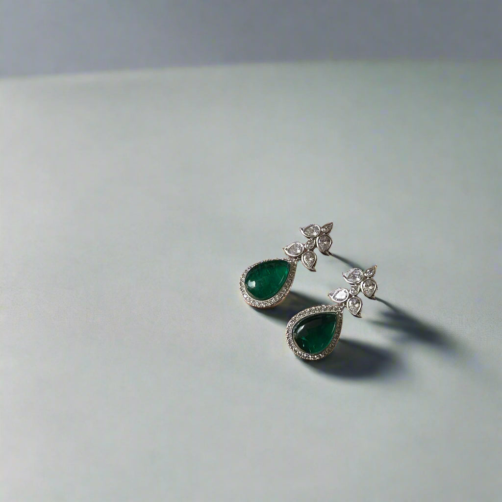 Diamond Earrings With Emeralds
