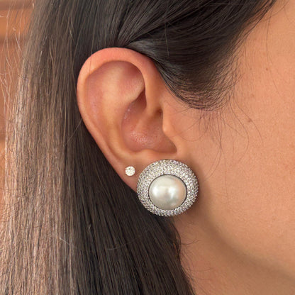Pearl Studs with Zircons