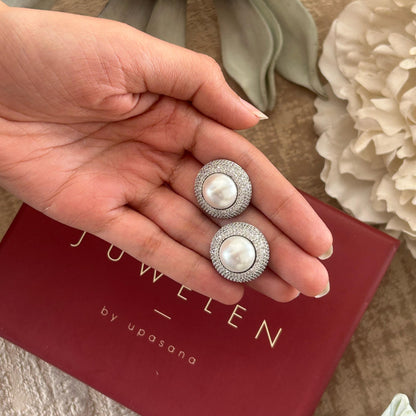 Pearl Studs with Zircons
