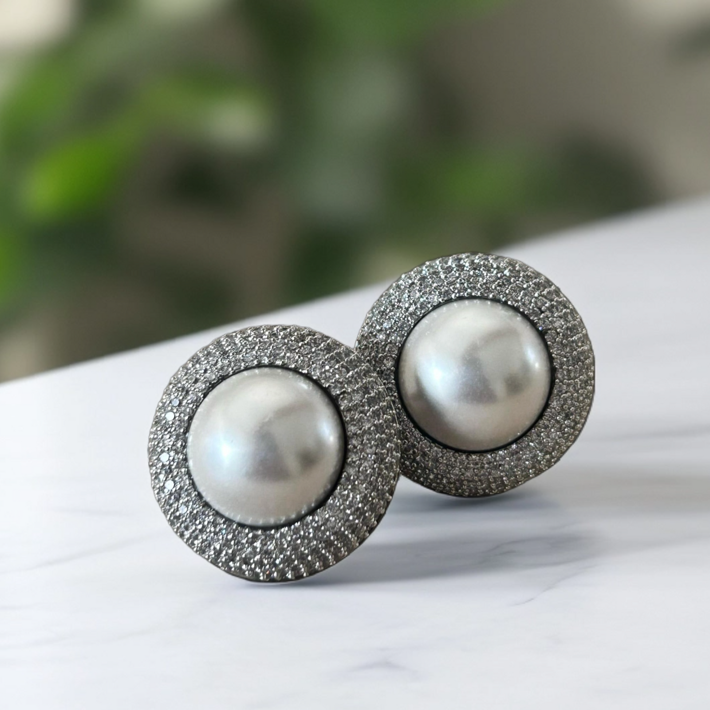 Pearl Studs with Zircons