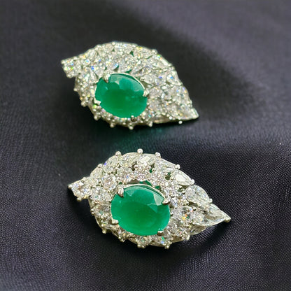 Diamond Studs with Emerald Stone