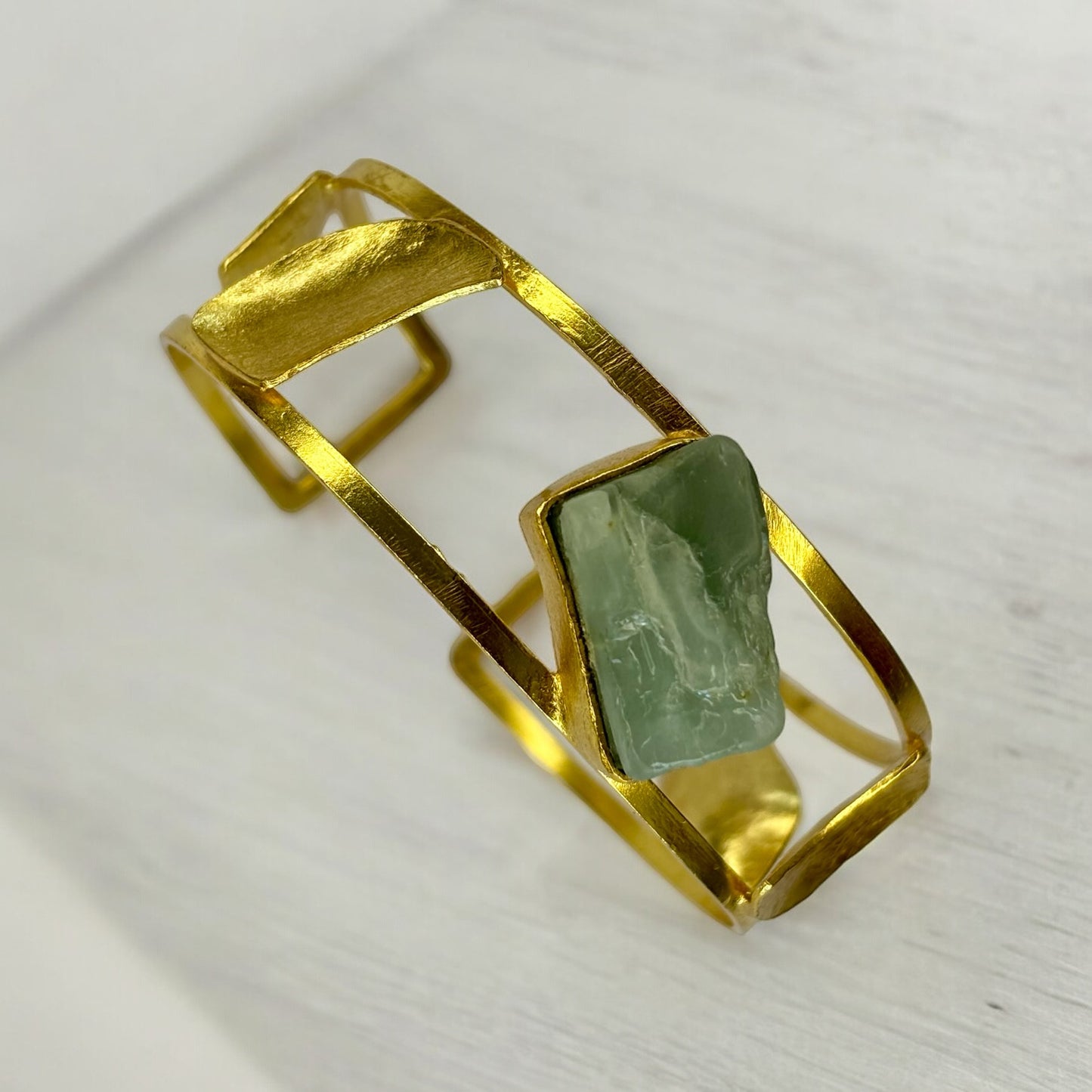 Adjustable Gold- Plated Bracelet with pastel green stone