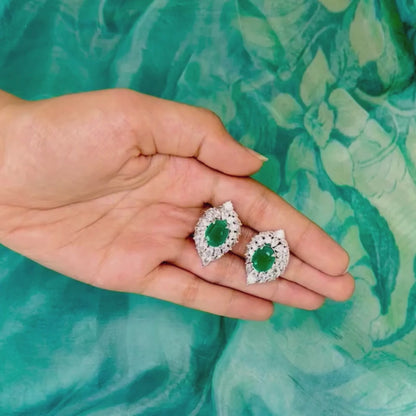 Diamond Studs with Emerald Stone