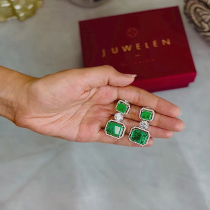 Emerald Green Doublets with Diamonds