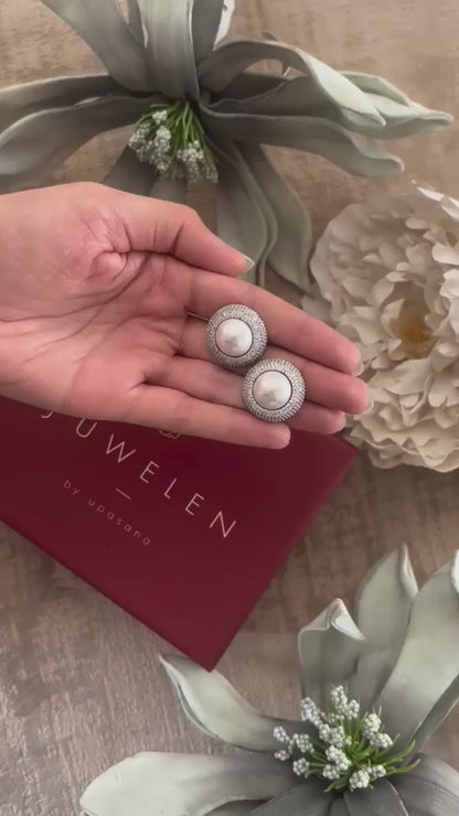 Pearl Studs with Zircons